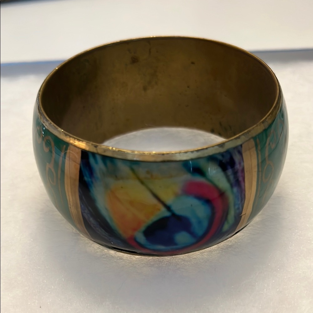 Brass Artistic Swirl Bangle Bracelet